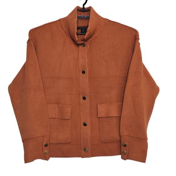Womens Tahari Knit Jacket Size Large Orange Heavyweight Soft Pockets Coatigan - Picture 1 of 5